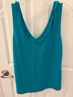 Lilly Pulitzer Teal Ruffle V-Neck Tank Top